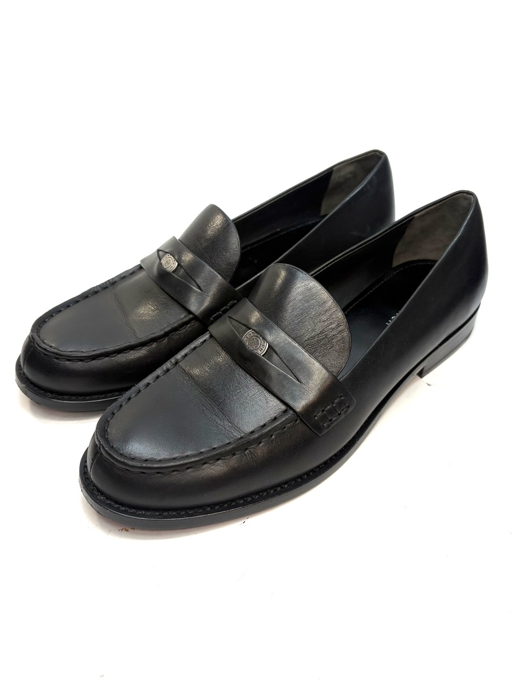 Tory Burch Black Leather Penny Loafers | 6.5